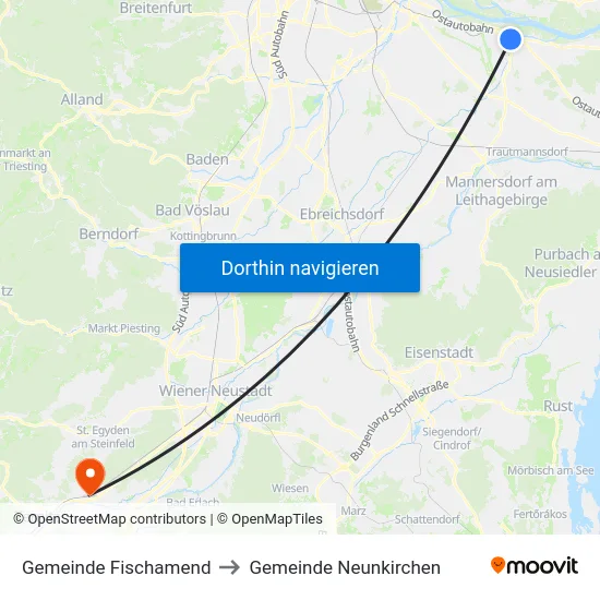 Gemeinde Fischamend to Gemeinde Neunkirchen map