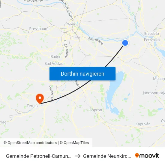 Gemeinde Petronell-Carnuntum to Gemeinde Neunkirchen map