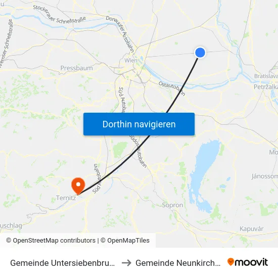 Gemeinde Untersiebenbrunn to Gemeinde Neunkirchen map