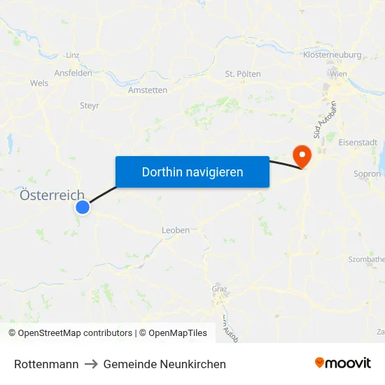 Rottenmann to Gemeinde Neunkirchen map