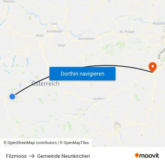 Filzmoos to Gemeinde Neunkirchen map