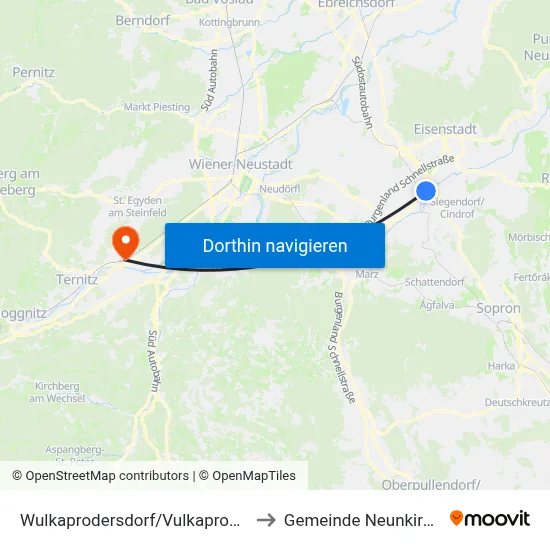 Wulkaprodersdorf/Vulkaprodrštof to Gemeinde Neunkirchen map