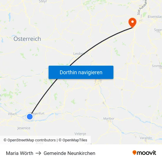 Maria Wörth to Gemeinde Neunkirchen map