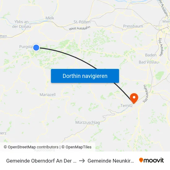 Gemeinde Oberndorf An Der Melk to Gemeinde Neunkirchen map