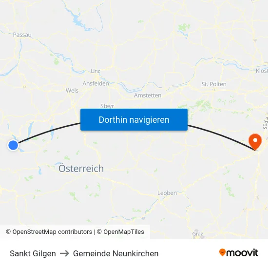 Sankt Gilgen to Gemeinde Neunkirchen map