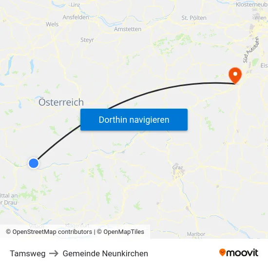 Tamsweg to Gemeinde Neunkirchen map