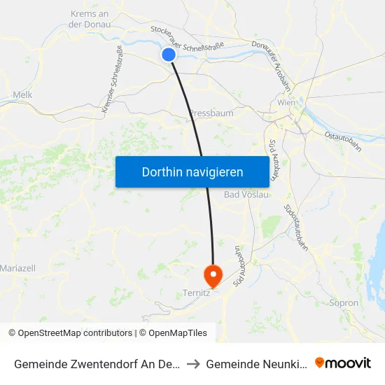 Gemeinde Zwentendorf An Der Donau to Gemeinde Neunkirchen map