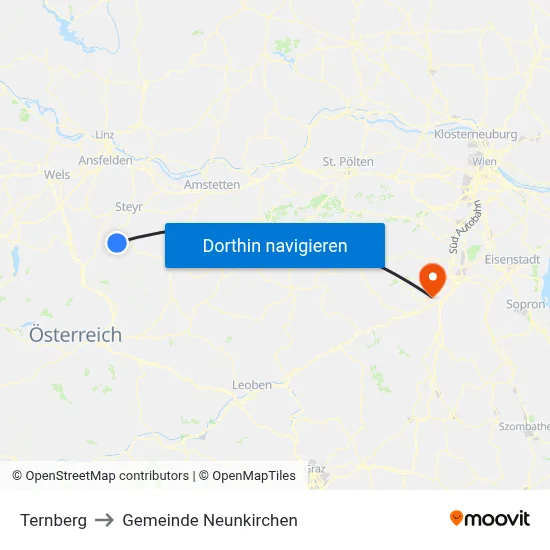 Ternberg to Gemeinde Neunkirchen map