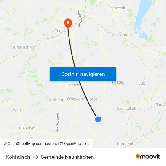 Kohfidisch to Gemeinde Neunkirchen map