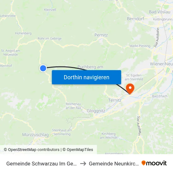 Gemeinde Schwarzau Im Gebirge to Gemeinde Neunkirchen map