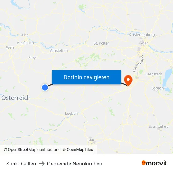 Sankt Gallen to Gemeinde Neunkirchen map