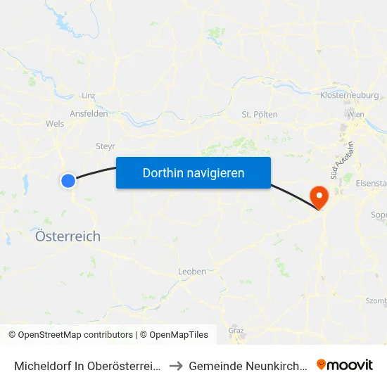 Micheldorf In Oberösterreich to Gemeinde Neunkirchen map