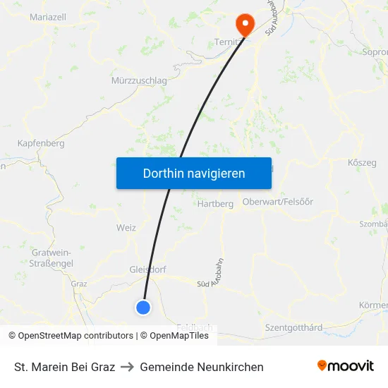 St. Marein Bei Graz to Gemeinde Neunkirchen map