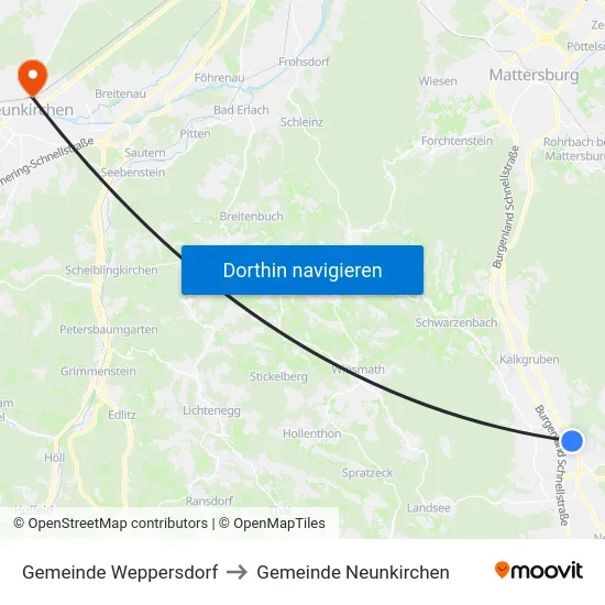 Gemeinde Weppersdorf to Gemeinde Neunkirchen map