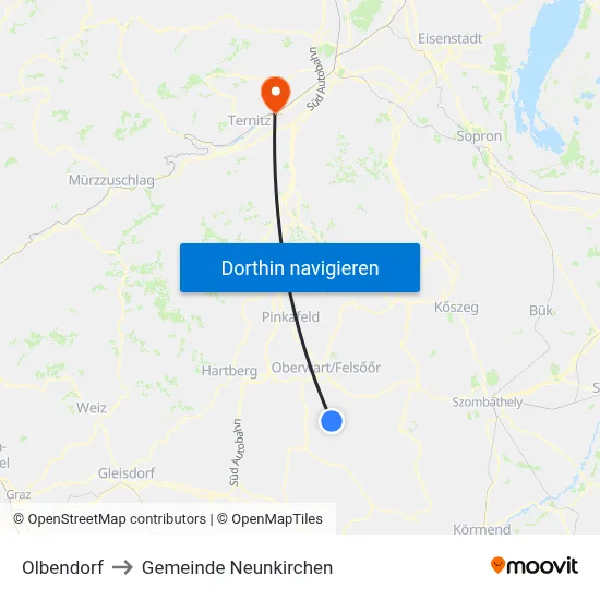 Olbendorf to Gemeinde Neunkirchen map