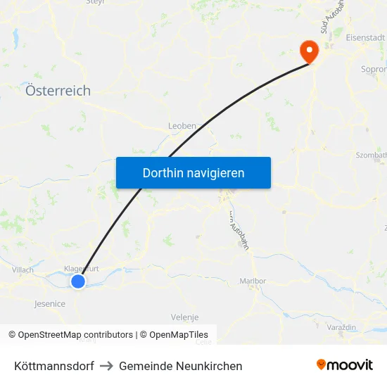 Köttmannsdorf to Gemeinde Neunkirchen map