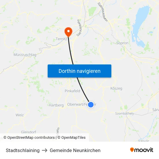 Stadtschlaining to Gemeinde Neunkirchen map