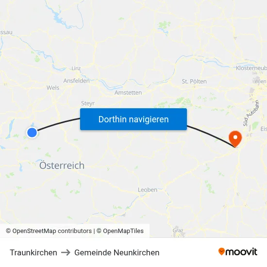 Traunkirchen to Gemeinde Neunkirchen map