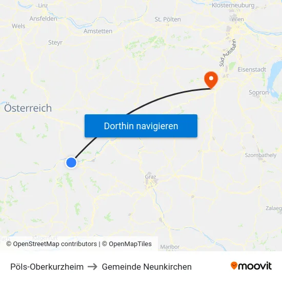Pöls-Oberkurzheim to Gemeinde Neunkirchen map