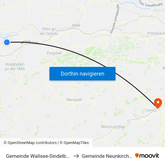 Gemeinde Wallsee-Sindelburg to Gemeinde Neunkirchen map