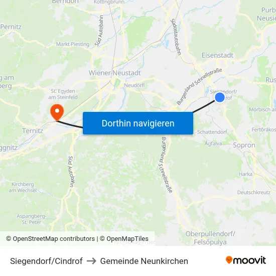 Siegendorf/Cindrof to Gemeinde Neunkirchen map