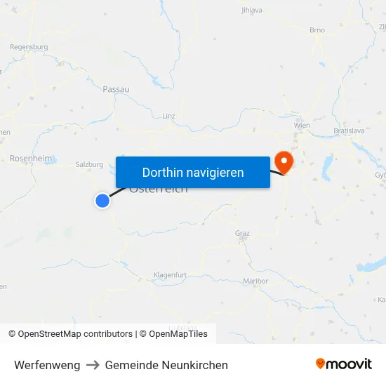 Werfenweng to Gemeinde Neunkirchen map