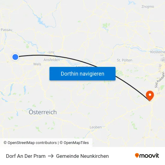 Dorf An Der Pram to Gemeinde Neunkirchen map