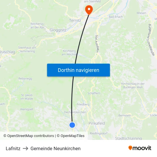 Lafnitz to Gemeinde Neunkirchen map