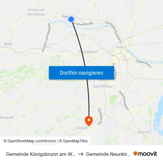 Gemeinde Königsbrunn am Wagram to Gemeinde Neunkirchen map