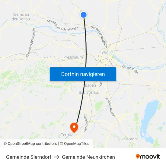 Gemeinde Sierndorf to Gemeinde Neunkirchen map