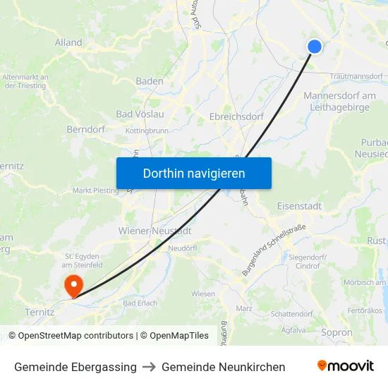 Gemeinde Ebergassing to Gemeinde Neunkirchen map