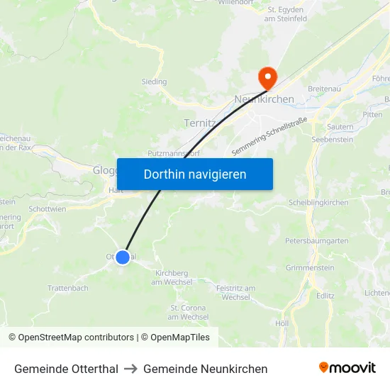 Gemeinde Otterthal to Gemeinde Neunkirchen map