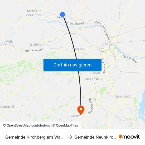 Gemeinde Kirchberg am Wagram to Gemeinde Neunkirchen map
