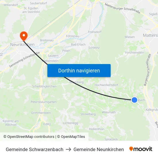 Gemeinde Schwarzenbach to Gemeinde Neunkirchen map