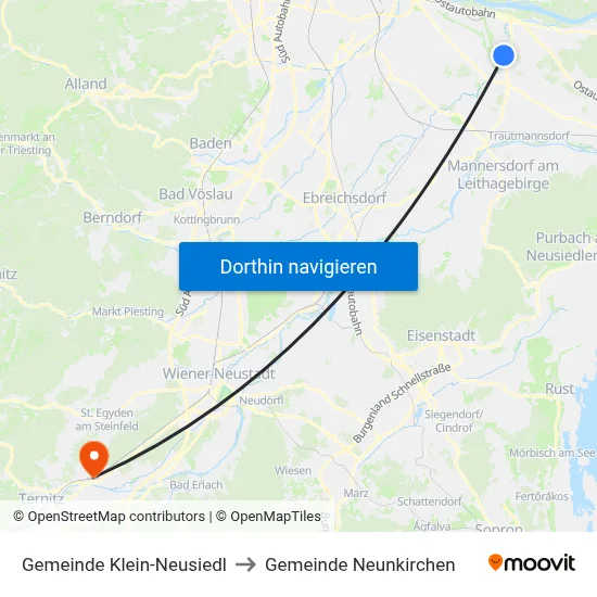 Gemeinde Klein-Neusiedl to Gemeinde Neunkirchen map