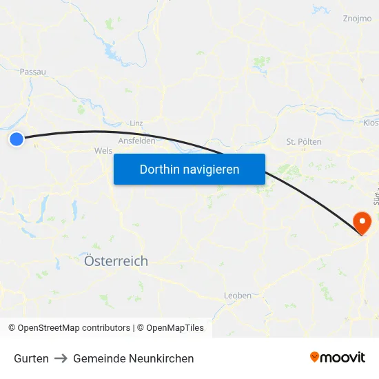 Gurten to Gemeinde Neunkirchen map