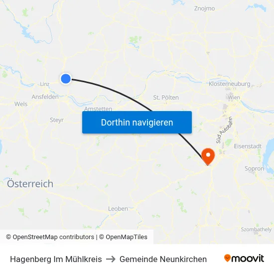 Hagenberg Im Mühlkreis to Gemeinde Neunkirchen map