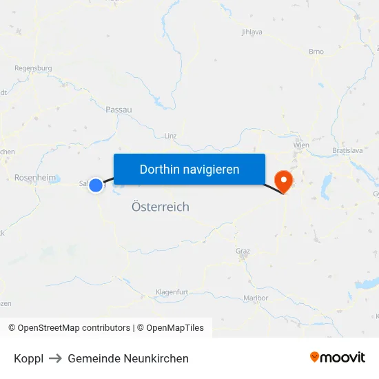 Koppl to Gemeinde Neunkirchen map