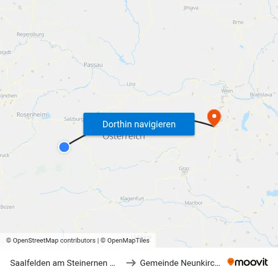 Saalfelden am Steinernen Meer to Gemeinde Neunkirchen map