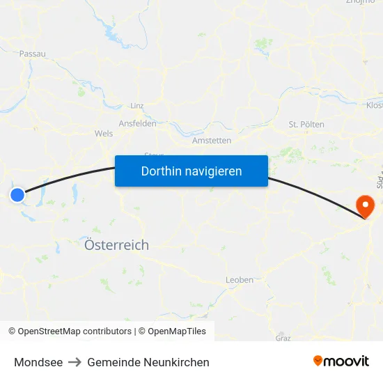 Mondsee to Gemeinde Neunkirchen map