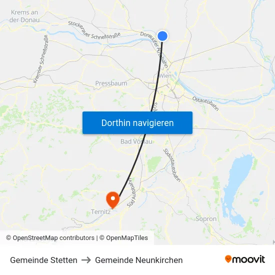 Gemeinde Stetten to Gemeinde Neunkirchen map
