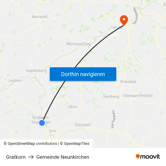 Gratkorn to Gemeinde Neunkirchen map