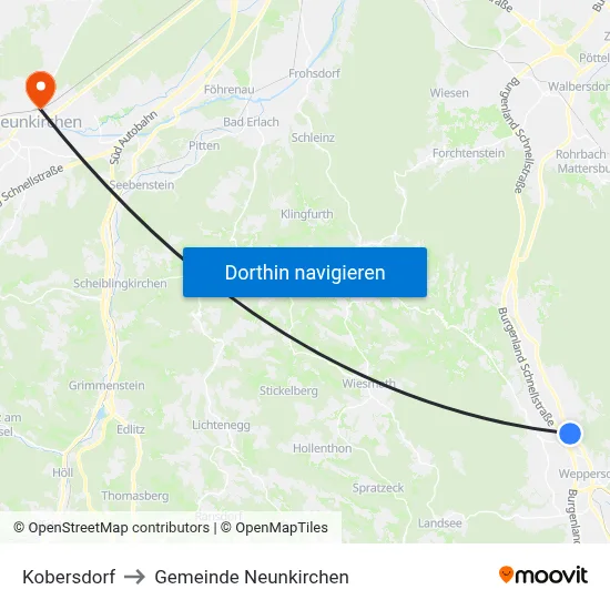 Kobersdorf to Gemeinde Neunkirchen map