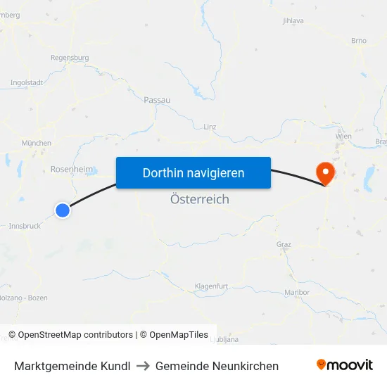 Marktgemeinde Kundl to Gemeinde Neunkirchen map