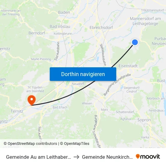 Gemeinde Au am Leithaberge to Gemeinde Neunkirchen map