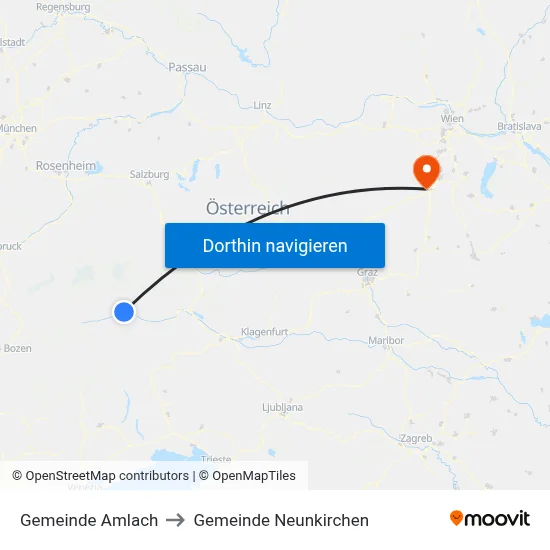 Gemeinde Amlach to Gemeinde Neunkirchen map