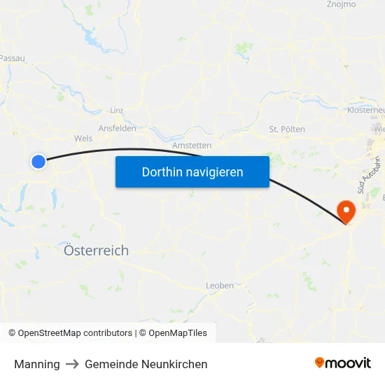 Manning to Gemeinde Neunkirchen map