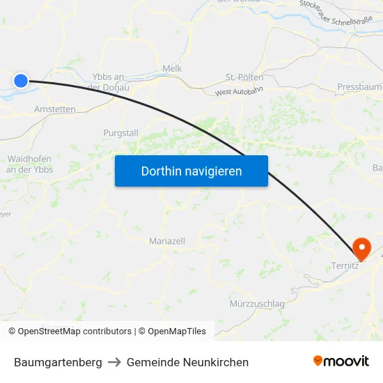 Baumgartenberg to Gemeinde Neunkirchen map