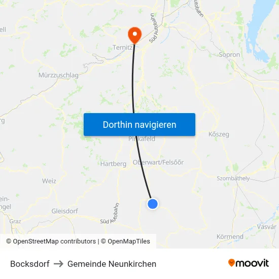Bocksdorf to Gemeinde Neunkirchen map