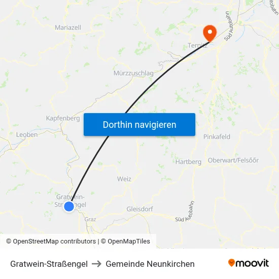 Gratwein-Straßengel to Gemeinde Neunkirchen map